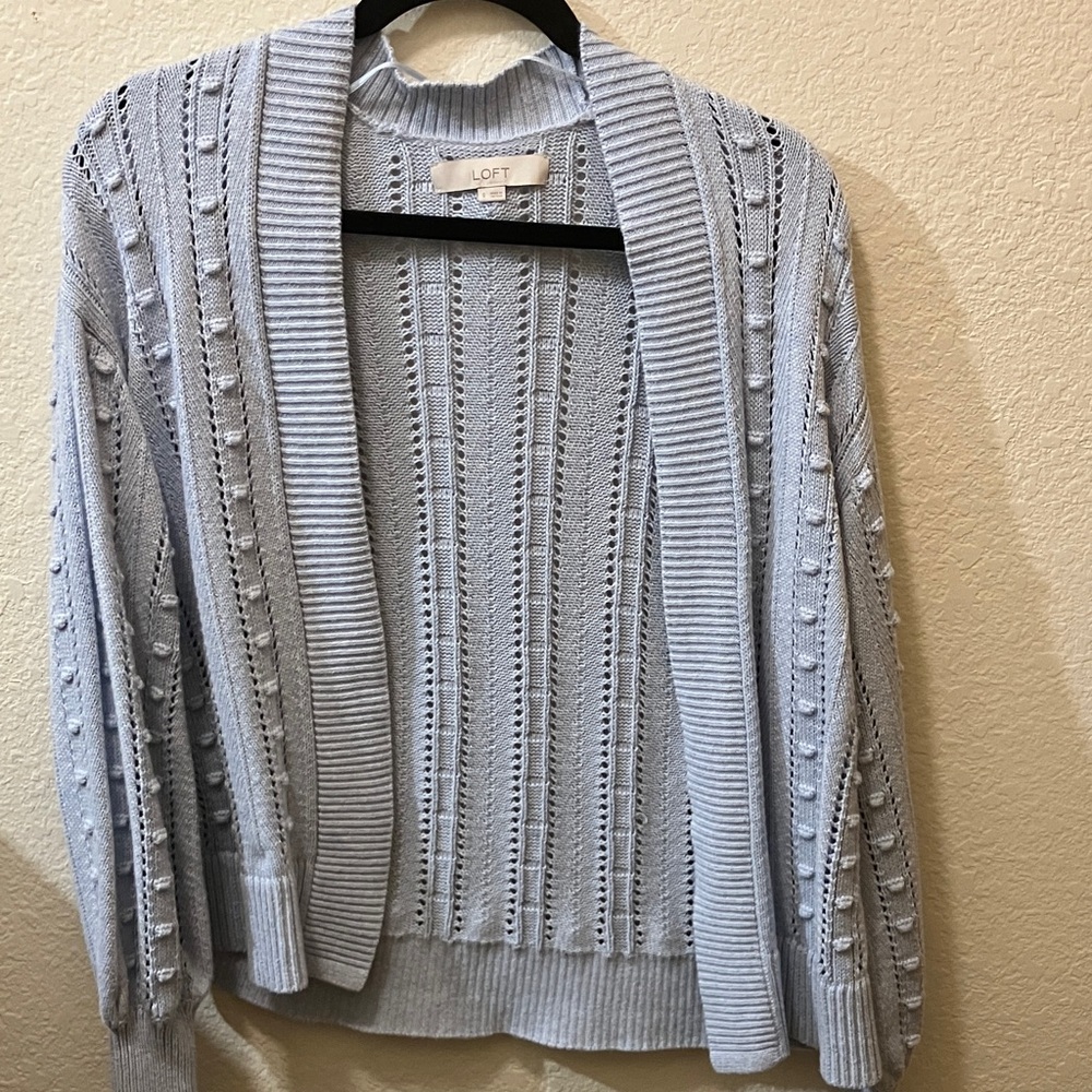 LOFT Women's Light Gray Cardigan Sweater. Light sweater for fall